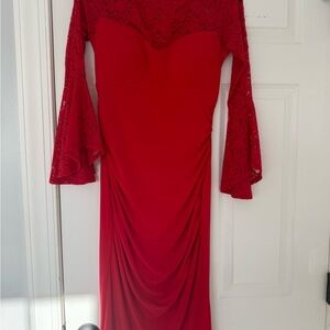 INC International Concepts Red Bell Sleeve Lace Dress